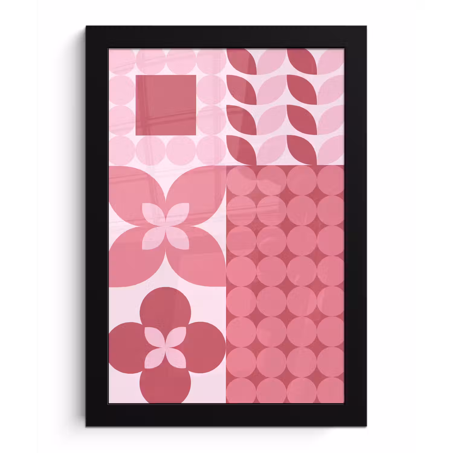 Abstract - Geometrisch - Patroon - Modern - Roze fotolijst zwart zonder passe partout klein -3d