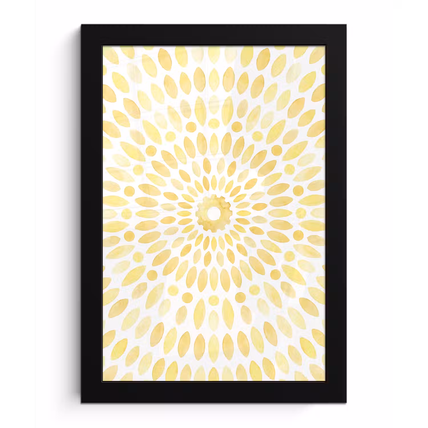 Abstract - Geometrisch - Stralend - Geel fotolijst zwart zonder passe partout klein -3d