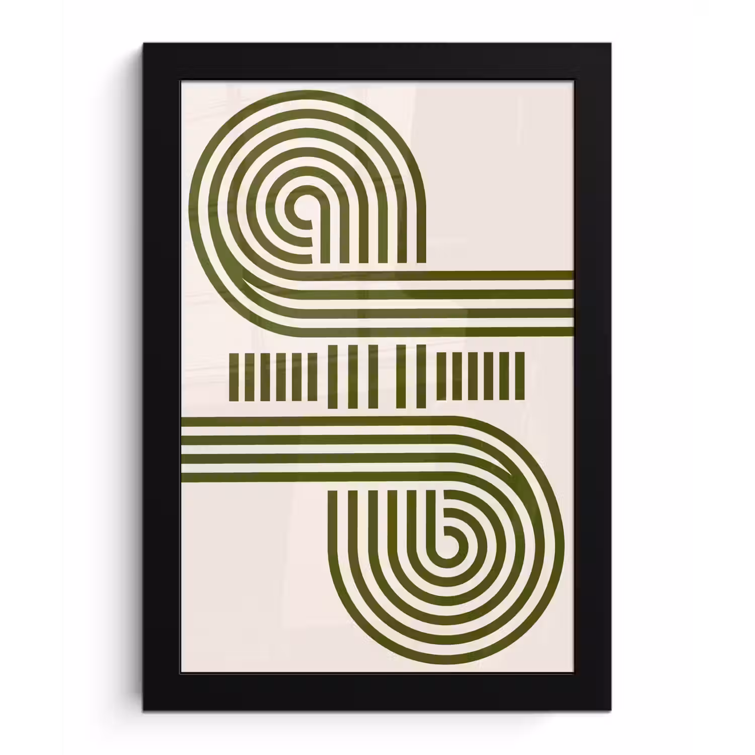 Abstract - Vormen - Modern - Groen fotolijst zwart zonder passe partout klein -3d