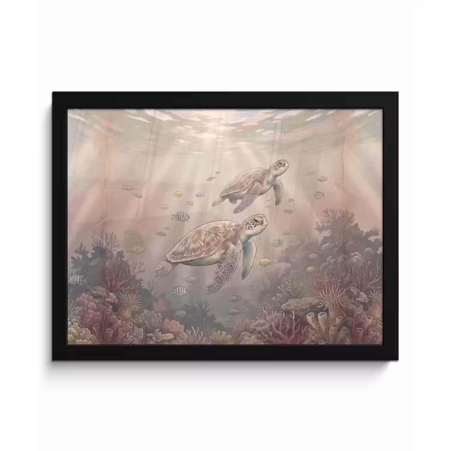 Dier - Onderwater - Oceaan - Illustratie - Zeeleven fotolijst zwart zonder passe partout klein -3d