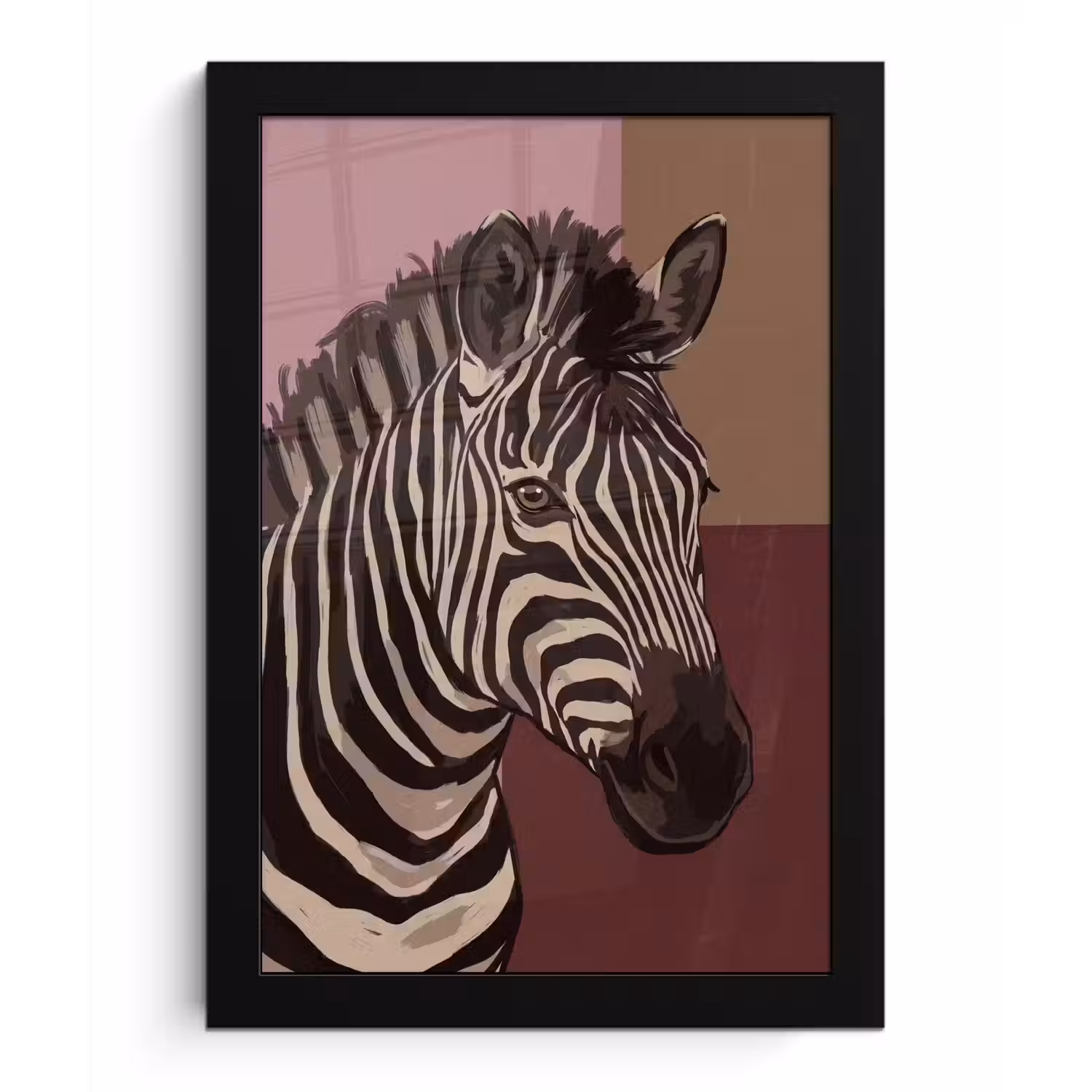 Dieren - Zebrahoofd - Wildlife - Modern - Bruin fotolijst zwart zonder passe partout klein -3d