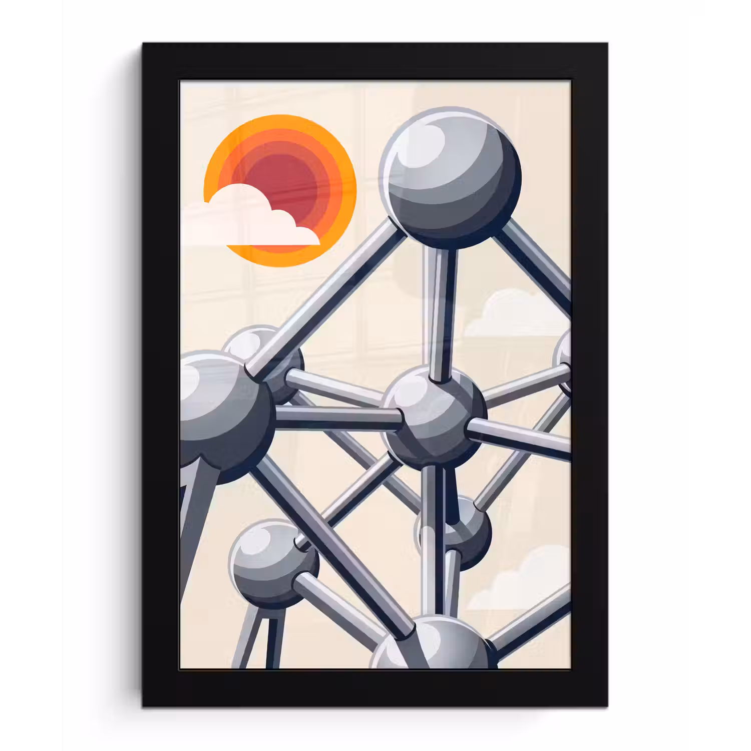 Architectuur - Geometrie - Stad - Modern - Grijs fotolijst zwart zonder passe partout klein -3d