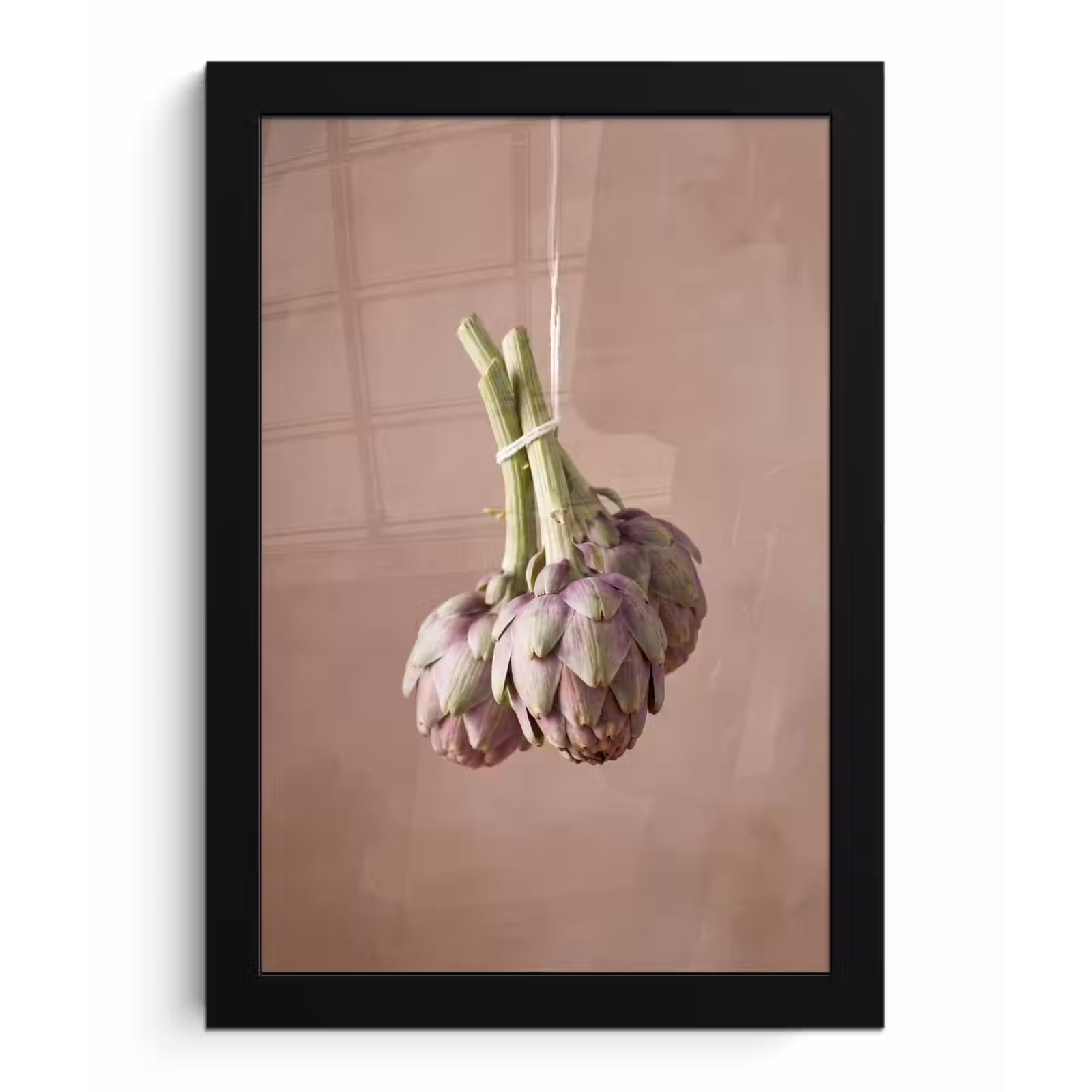 Framed Prints - Artichokes - Hanging - Vegetables - Artisjokken - Hangend - Groenten fotolijst zwart zonder passe partout klein