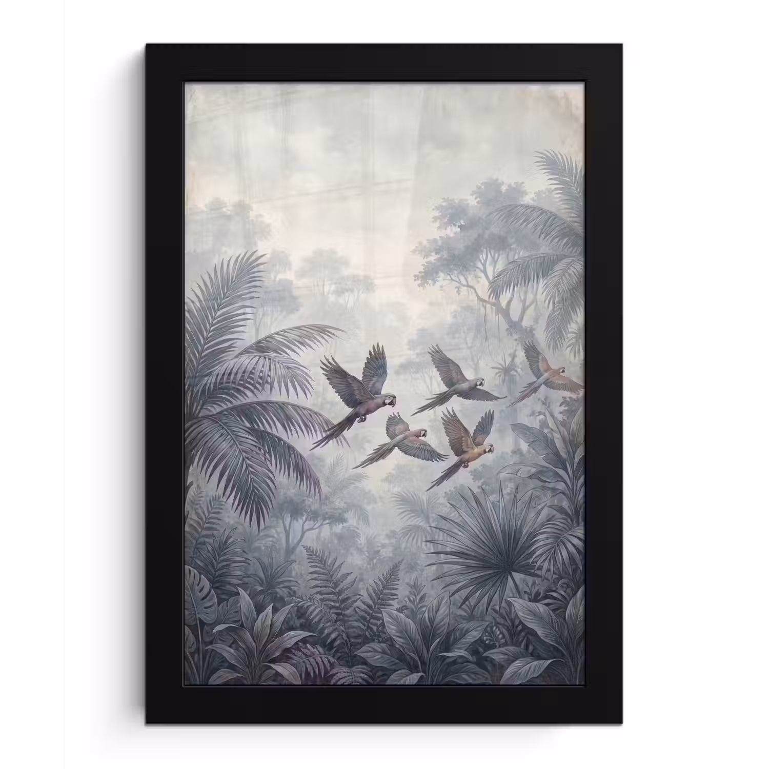 Vogel - Vliegend - Jungle - Vintage - Dieren fotolijst zwart zonder passe partout klein -3d