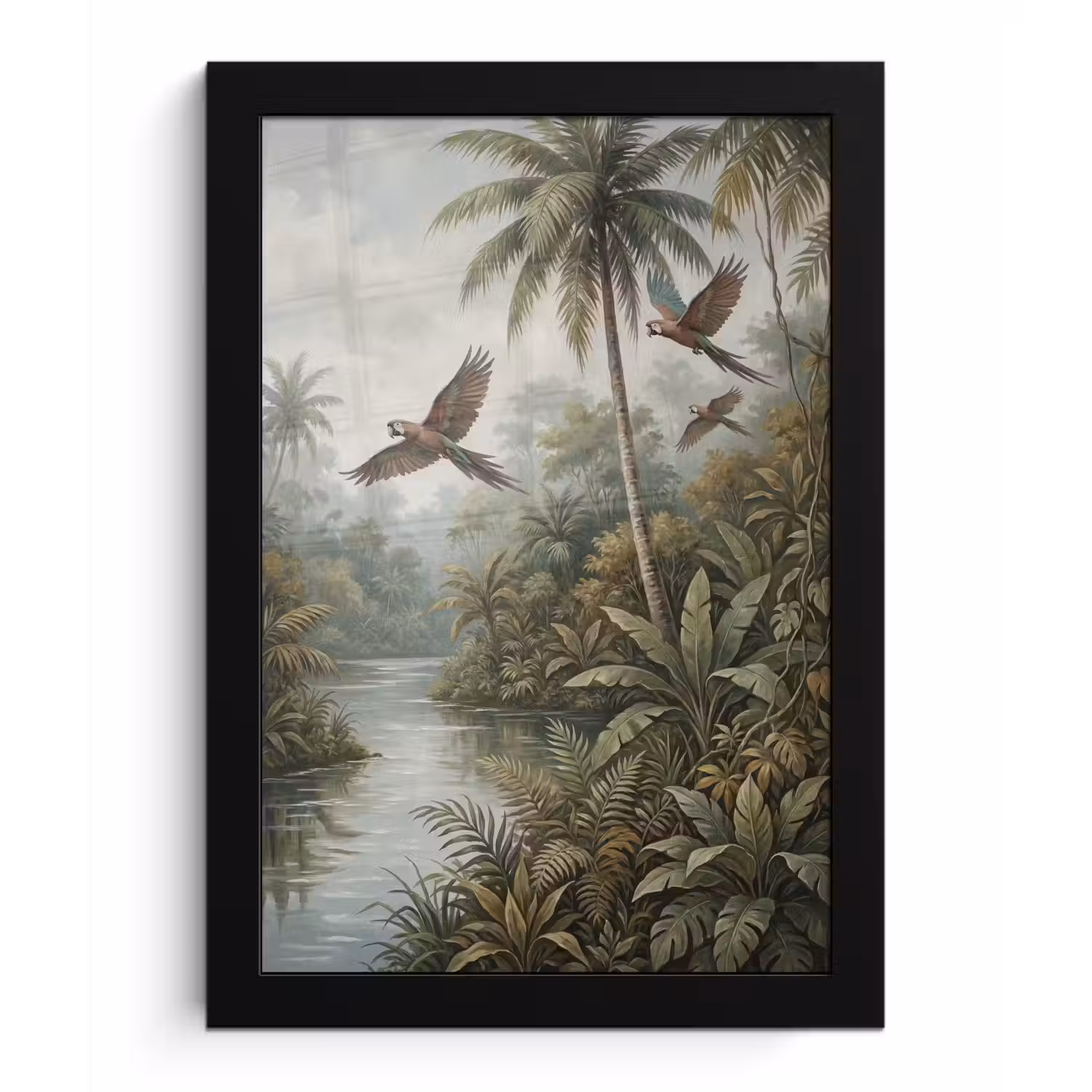Vogel - Vliegend - Tropisch - Landschap - Klassiek fotolijst zwart zonder passe partout klein -3d