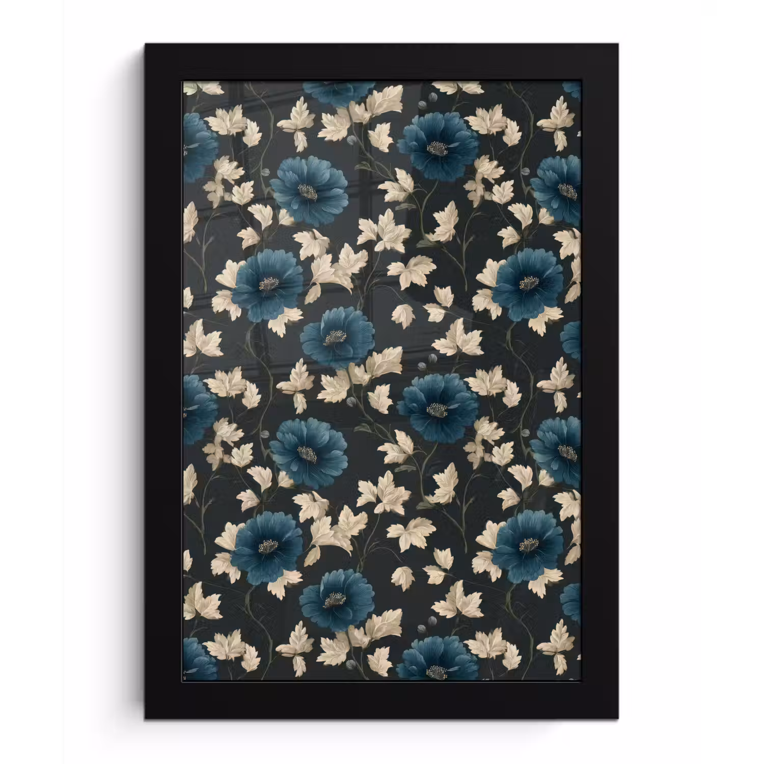 Botanisch - Bloemen - Blauw fotolijst zwart zonder passe partout klein 224 -3d