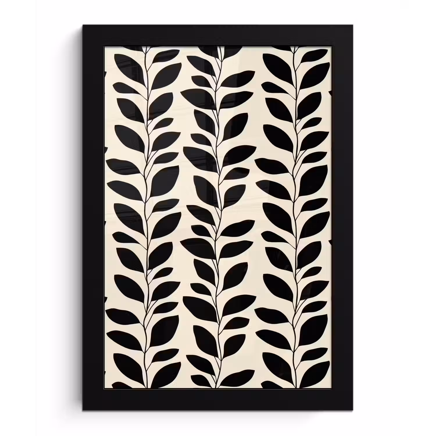 Botanisch - Dessin - Zwart - Beige fotolijst zwart zonder passe partout klein 224 -3d
