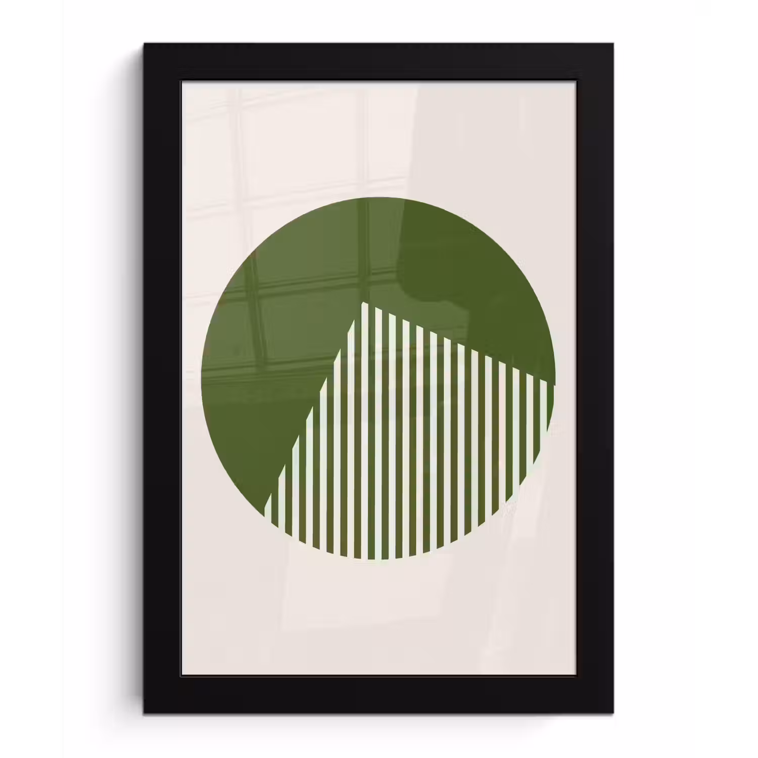 Cirkel - Strepen - Geometrisch - Abstract - Groen fotolijst zwart zonder passe partout klein -3d