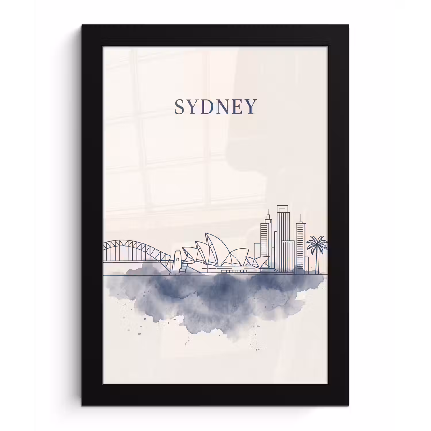 Stad - Skyline - Architectuur - Minimalistisch - Blauw fotolijst zwart zonder passe partout klein -3d