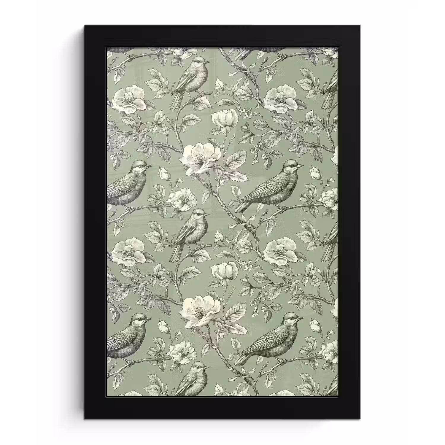 Klassiek - Botanisch - Groen fotolijst zwart zonder passe partout klein 224 -3d