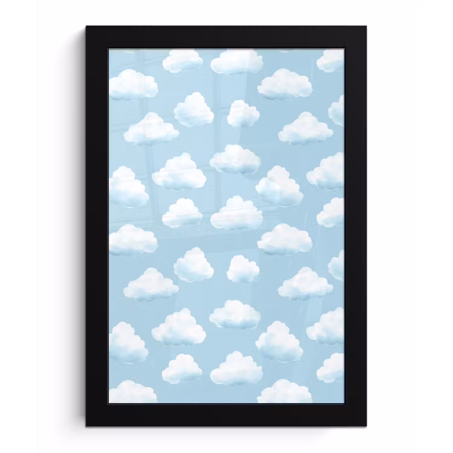 Wolken - Illustratie - Blauw fotolijst zwart zonder passe partout klein 224 -3d