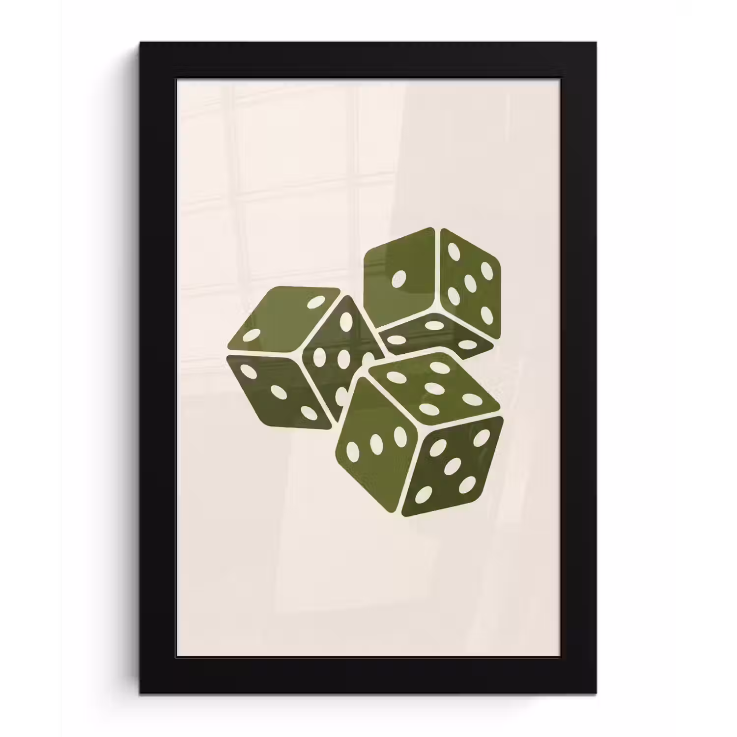 Dobbelsteen - Spel - Groen - Abstract fotolijst zwart zonder passe partout klein -3d