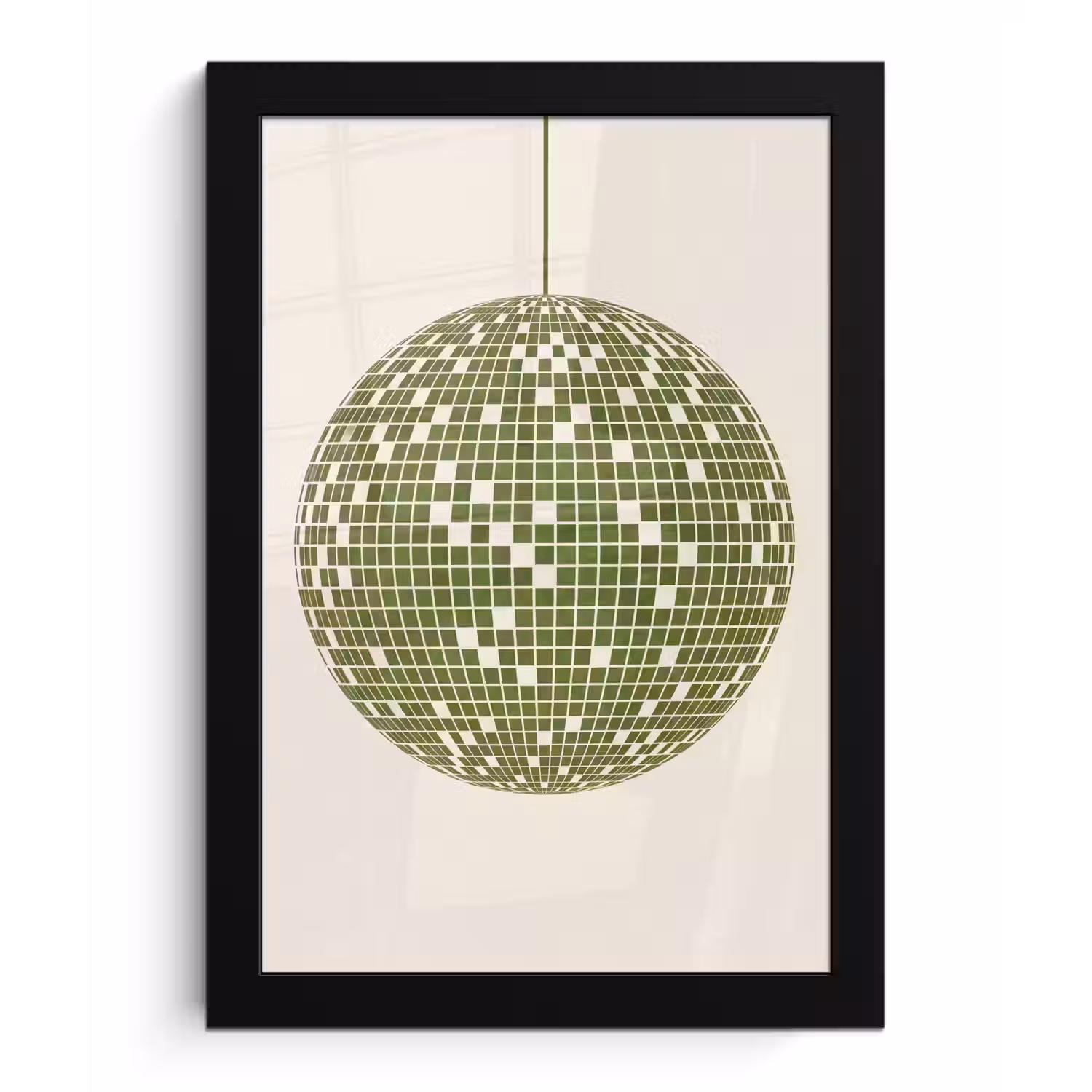 Disco - Bal - Groen - Abstract - Modern fotolijst zwart zonder passe partout klein -3d