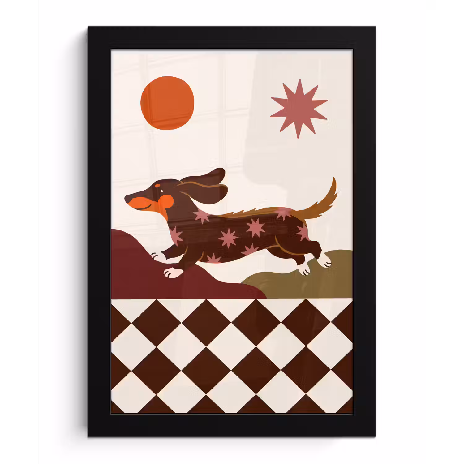 Hond - Abstract - Dieren - Modern - Bruin fotolijst zwart zonder passe partout klein -3d