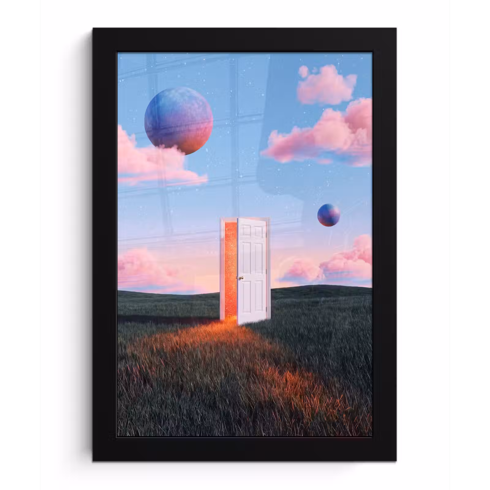 Framed Prints - Door - Fantasy - Space - Deur - Fantasie - Ruimte fotolijst zwart zonder passe partout klein