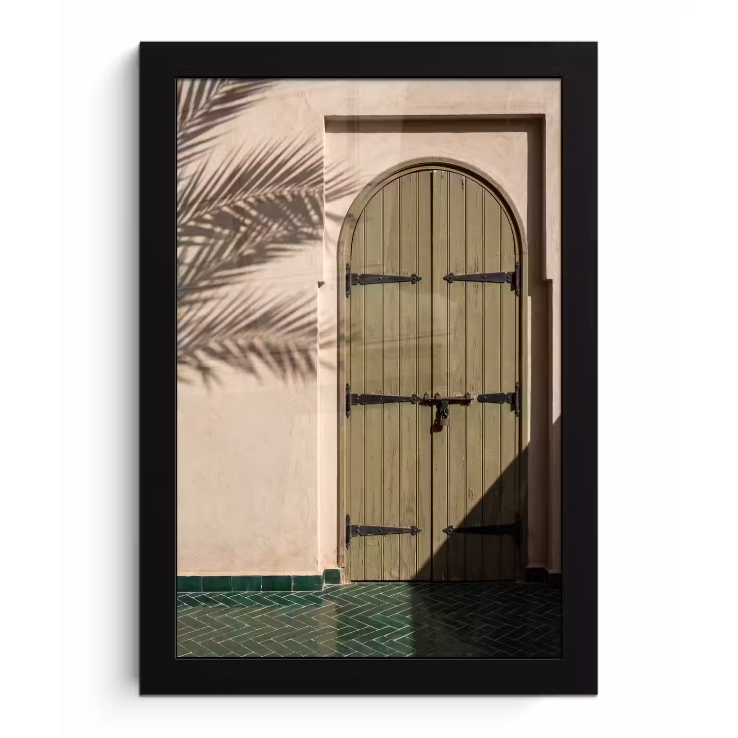 Deur - Hout - Architectuur - Groen - Rustiek fotolijst zwart zonder passe partout klein -3d