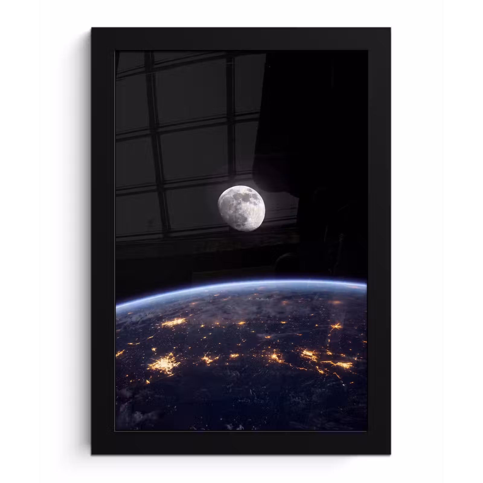 Framed Prints - Earth - Night - Space - Aarde - Nacht - Ruimte fotolijst zwart zonder passe partout klein