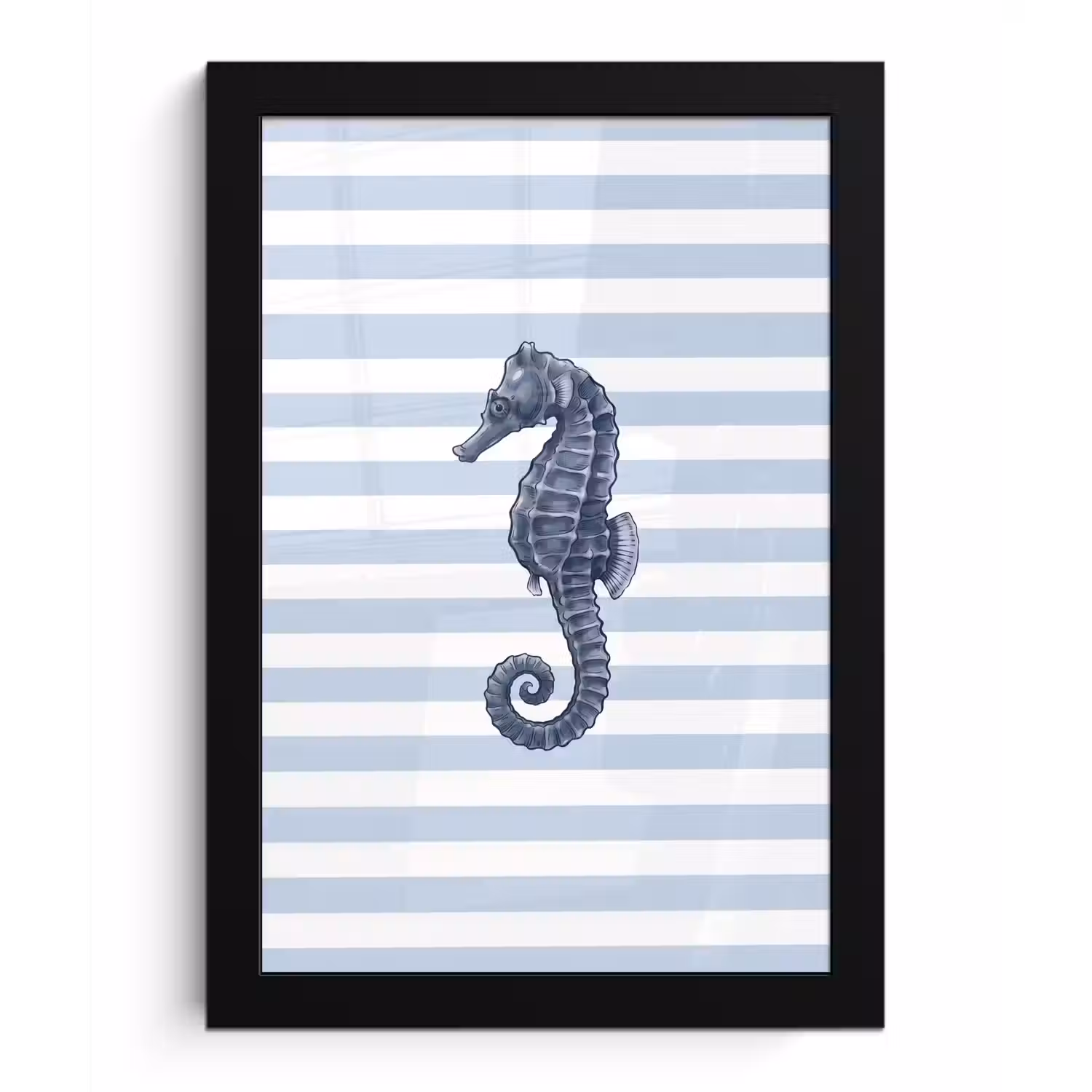 Vis - Oceaan - Illustratie - Blauw - Strepen fotolijst zwart zonder passe partout klein -3d