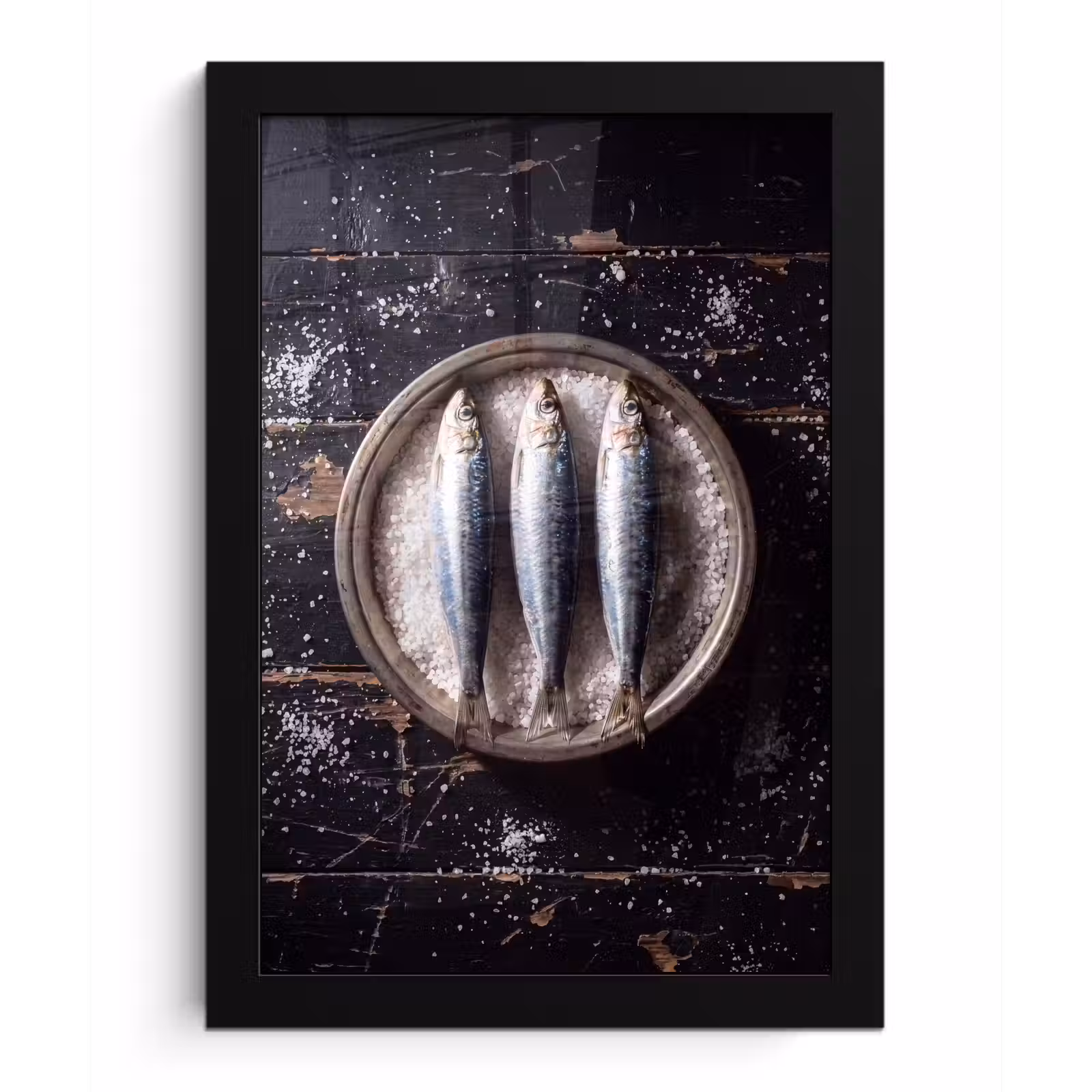 Framed Prints - Fish - Salt - Food - Vis - Zout - Eten fotolijst zwart zonder passe partout klein