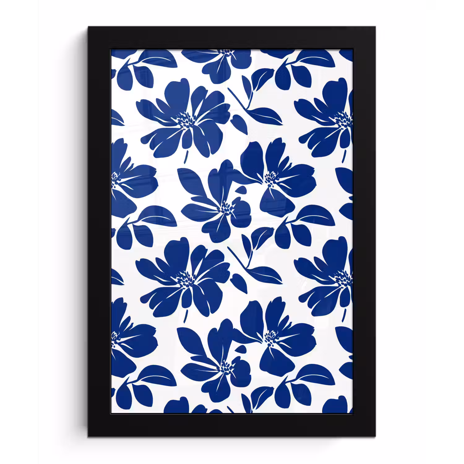 Floraal - Modern - Blauw fotolijst zwart zonder passe partout klein 224 -3d