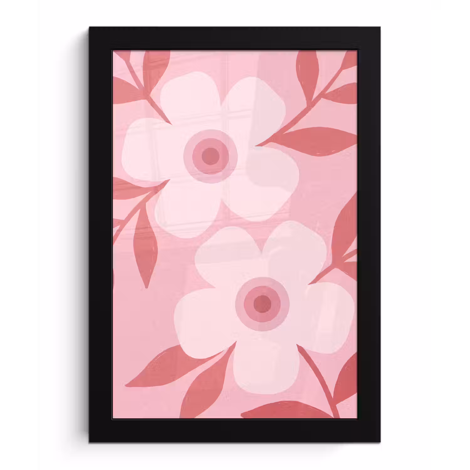 Bloemen - Abstract - Modern - Roze - Natuur fotolijst zwart zonder passe partout klein -3d