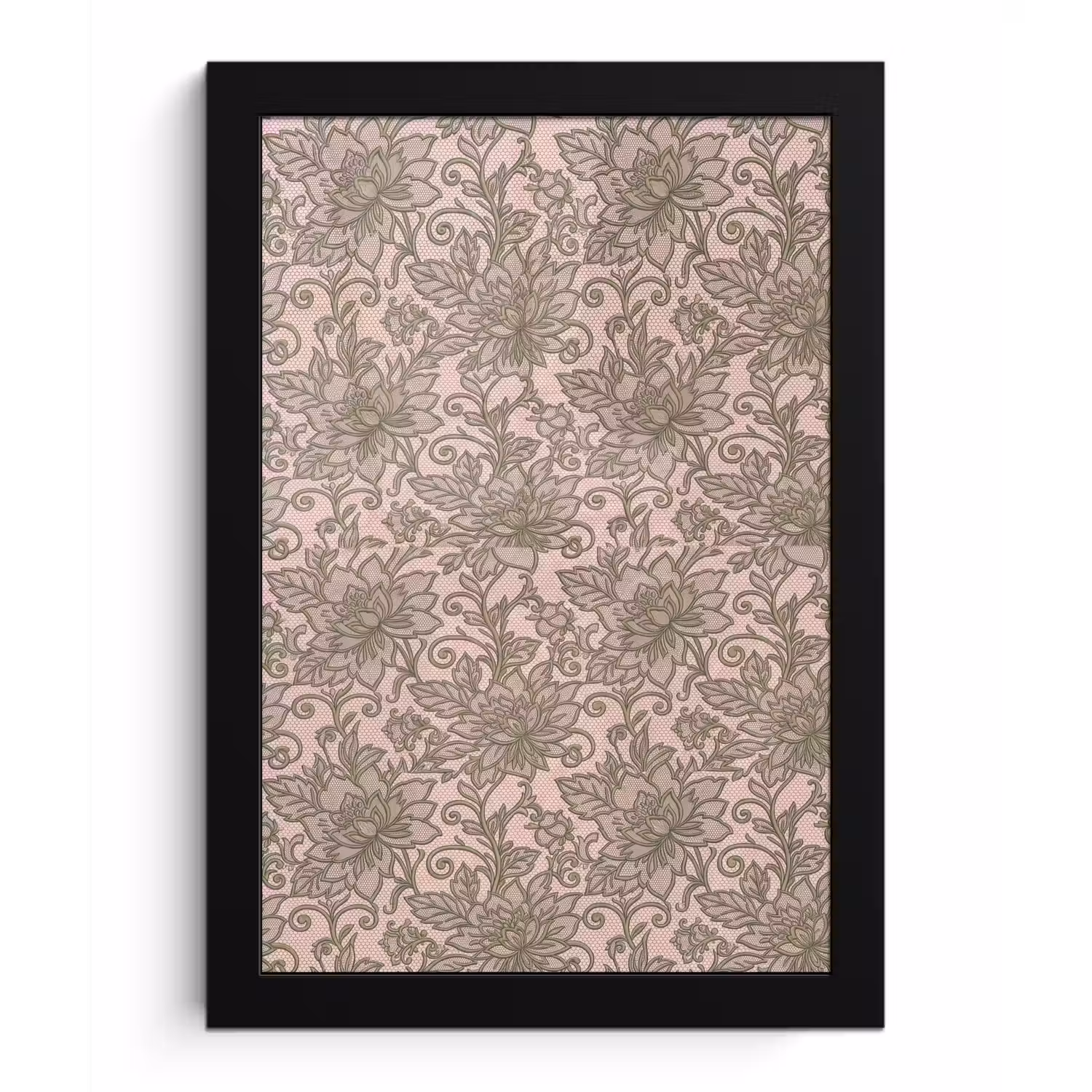 Bloemen - Kant - Patroon - Klassiek - Groen fotolijst zwart zonder passe partout klein -3d