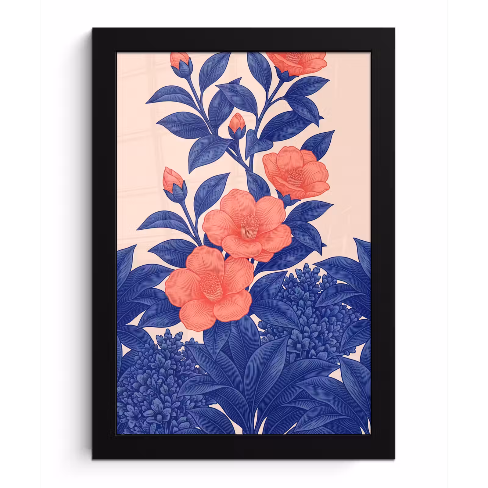 Framed Prints - Flowers - Leaves - Botanical - Bloemen - Bladeren - Botanisch fotolijst zwart zonder passe partout klein