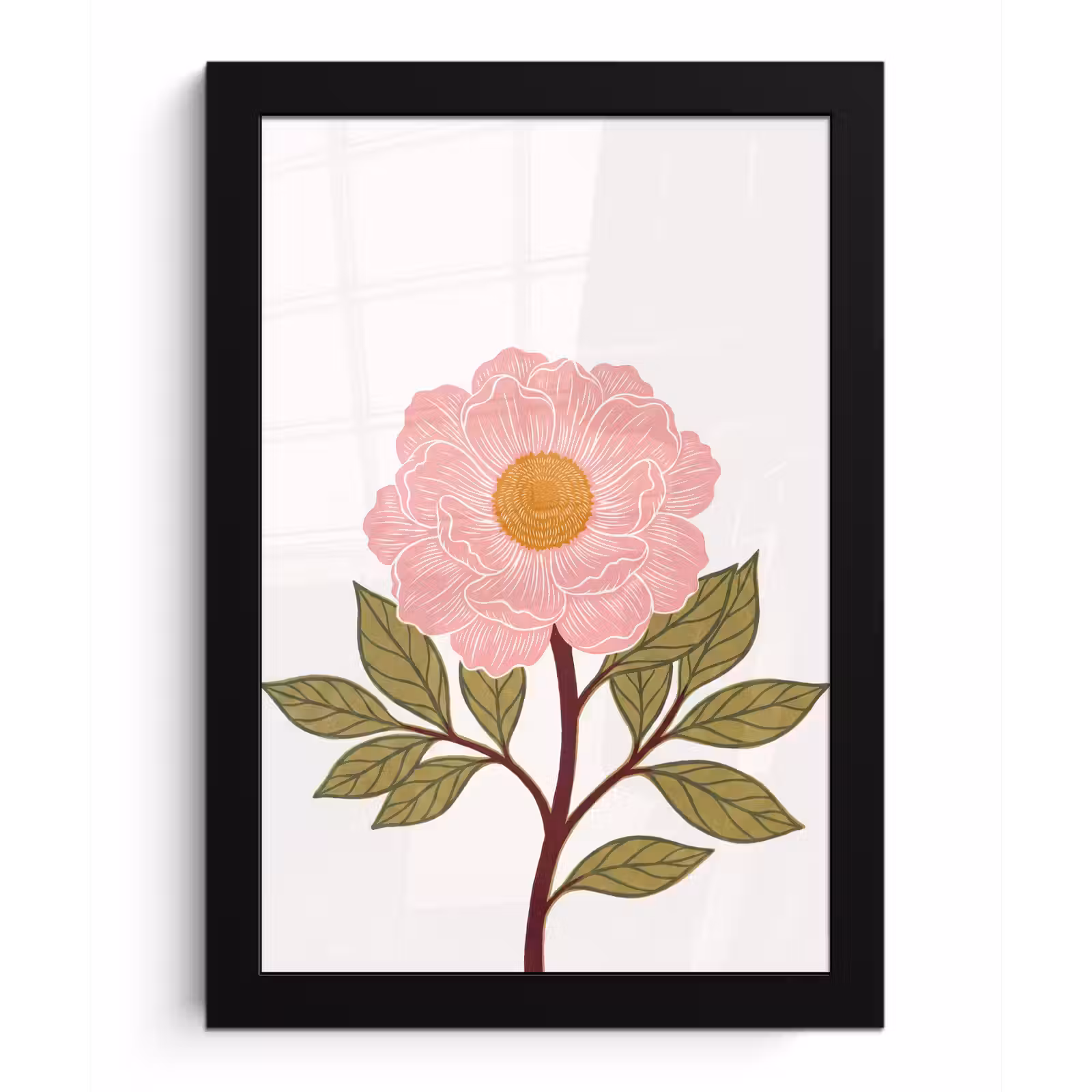 Framed Prints - Flowers - Pink - Illustration - Bloemen - Roze - Illustratie fotolijst zwart zonder passe partout klein