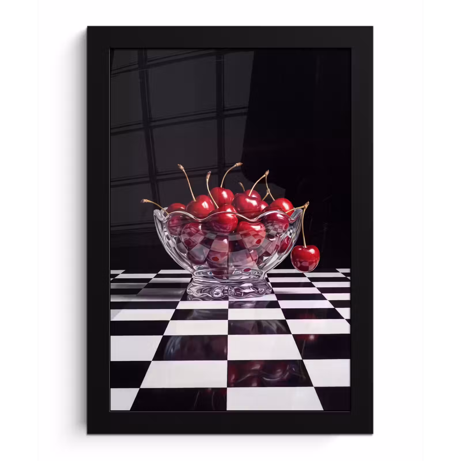Framed Prints - Food - Cherries - Red - Eten - Kersen - Rood fotolijst zwart zonder passe partout klein