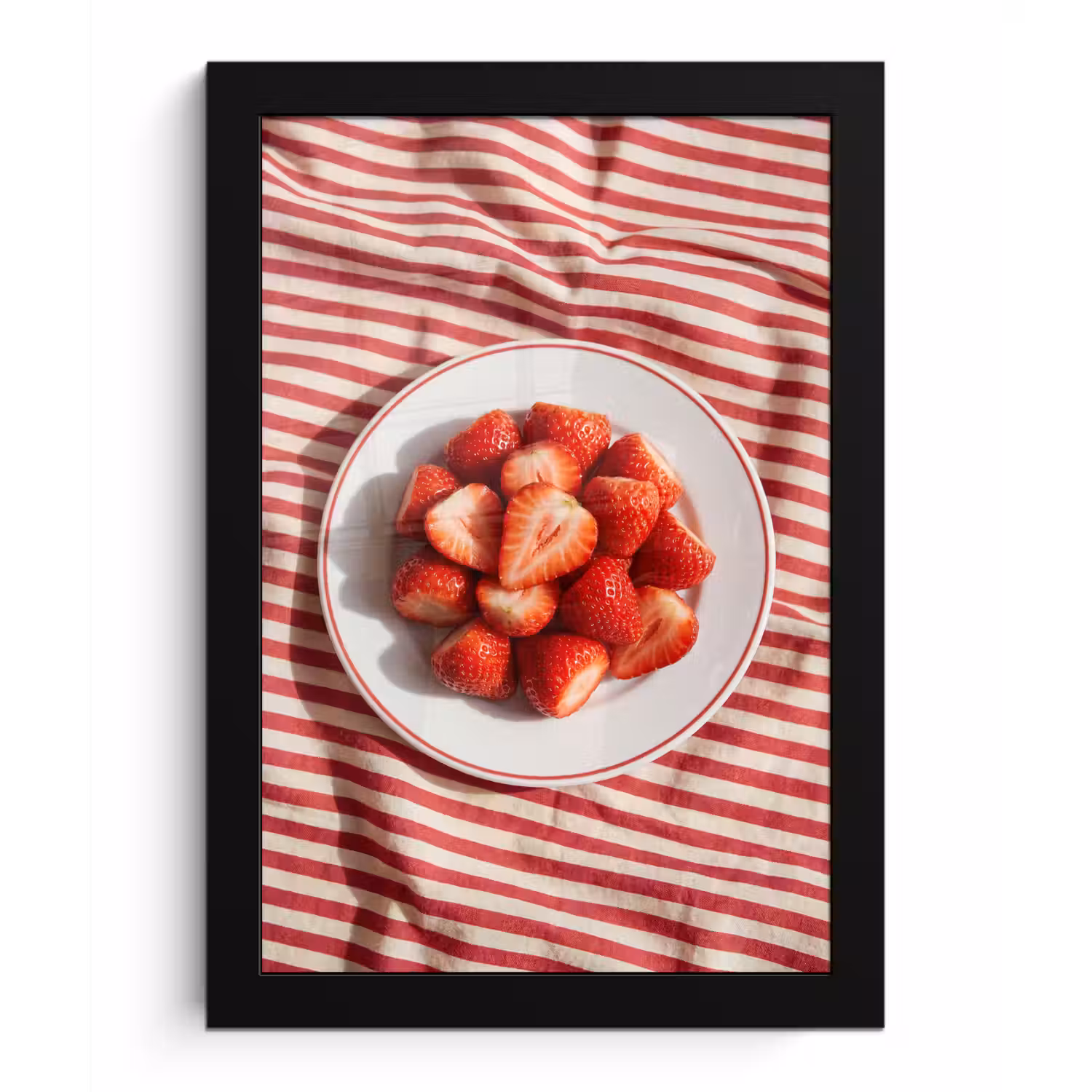 Eten - Aardbeien - Fruit - Zomer - Rood fotolijst zwart zonder passe partout klein -3d