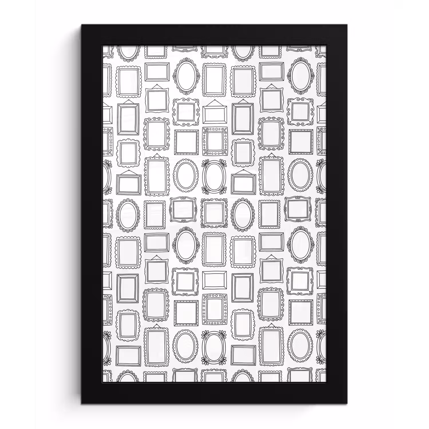 Lijsten - Patroon - Decoratie - Schets - Zwart-wit fotolijst zwart zonder passe partout klein -3d