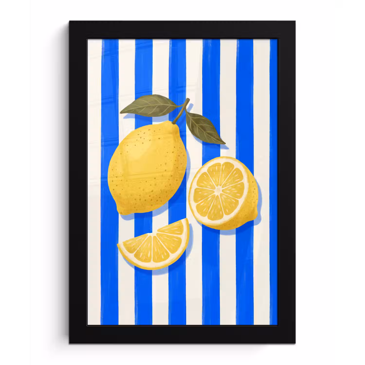 Fruit - Citroen - Zomer - Geel - Blauw fotolijst zwart zonder passe partout klein -3d