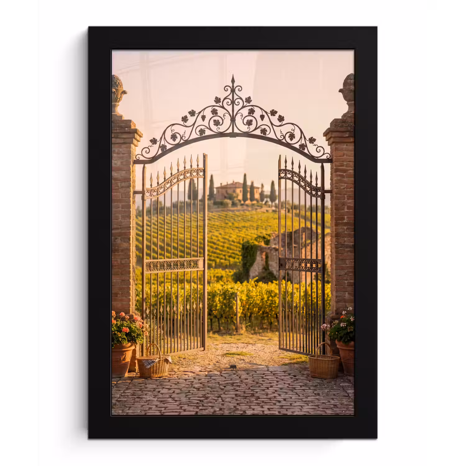 Poort - Landschap - Platteland - Zonlicht - Warm fotolijst zwart zonder passe partout klein -3d