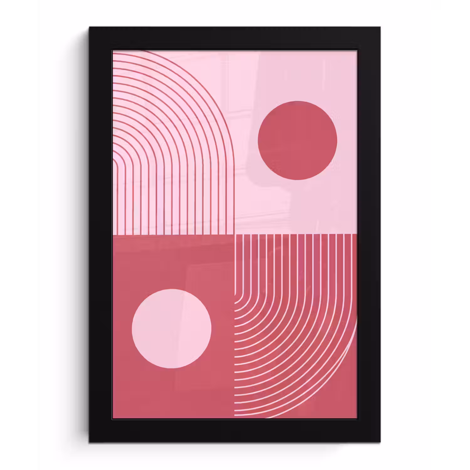 Geometrie - Patroon - Abstract - Roze - Modern fotolijst zwart zonder passe partout klein -3d