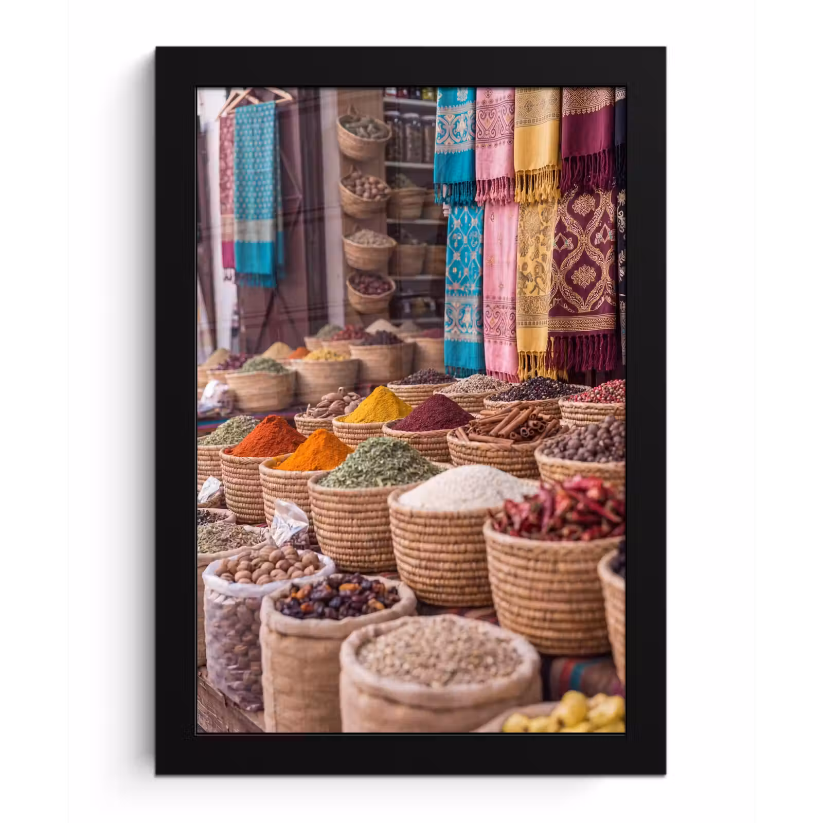 Framed Prints - Herbs - Baskets - Oriental - Kruiden - Manden - Oosters fotolijst zwart zonder passe partout klein