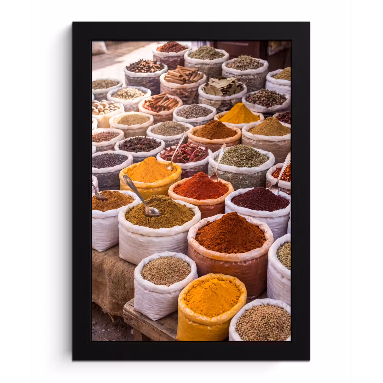 Framed Prints - Herbs - Market - Food - Kruiden - Markt - Eten fotolijst zwart zonder passe partout klein