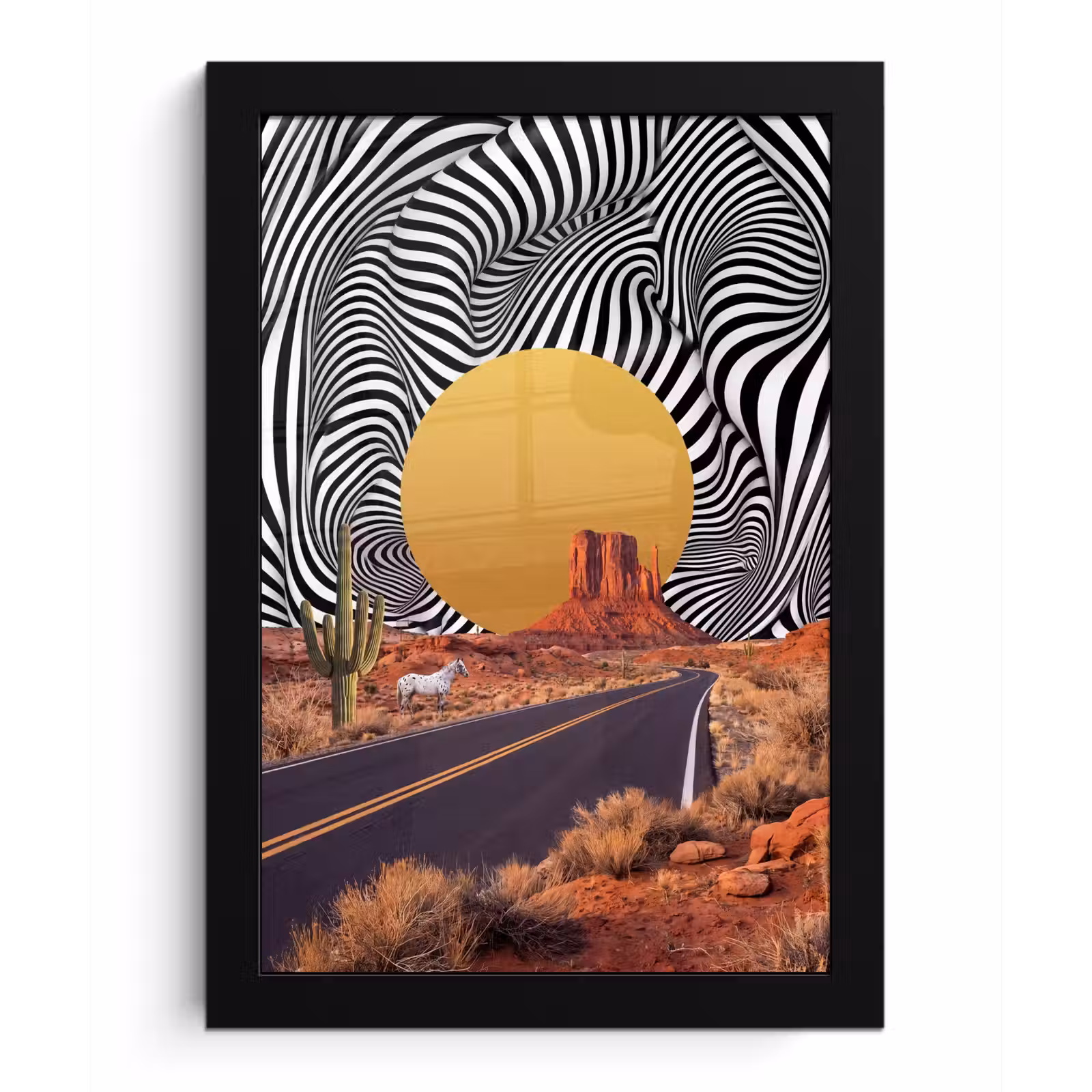 Framed Prints - Horse - Desert - Nature - Paard - Woestijn - Natuur fotolijst zwart zonder passe partout klein
