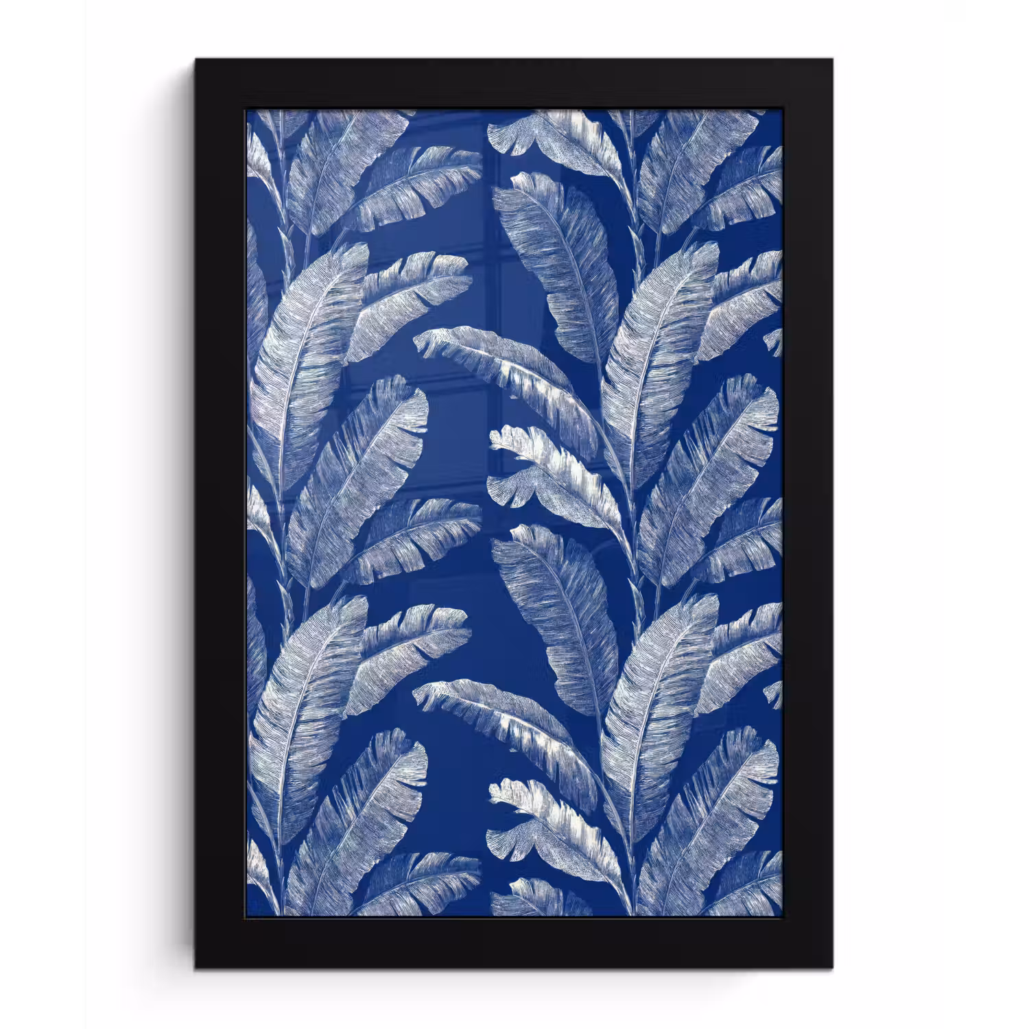 Blad - Palm - Blauw fotolijst zwart zonder passe partout klein 224 -3d