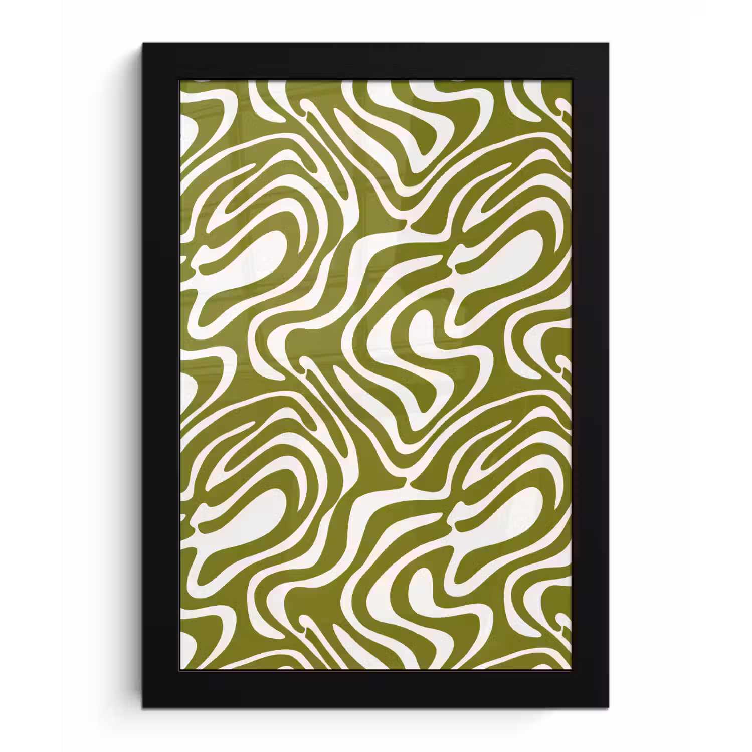 Lijnpatroon - Groen - Organisch fotolijst zwart zonder passe partout klein 224 -3d