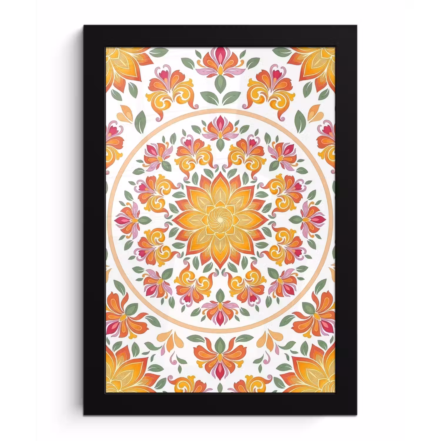 Mandala - Bloemen - Decoratie - Kleurrijk - Abstract fotolijst zwart zonder passe partout klein -3d