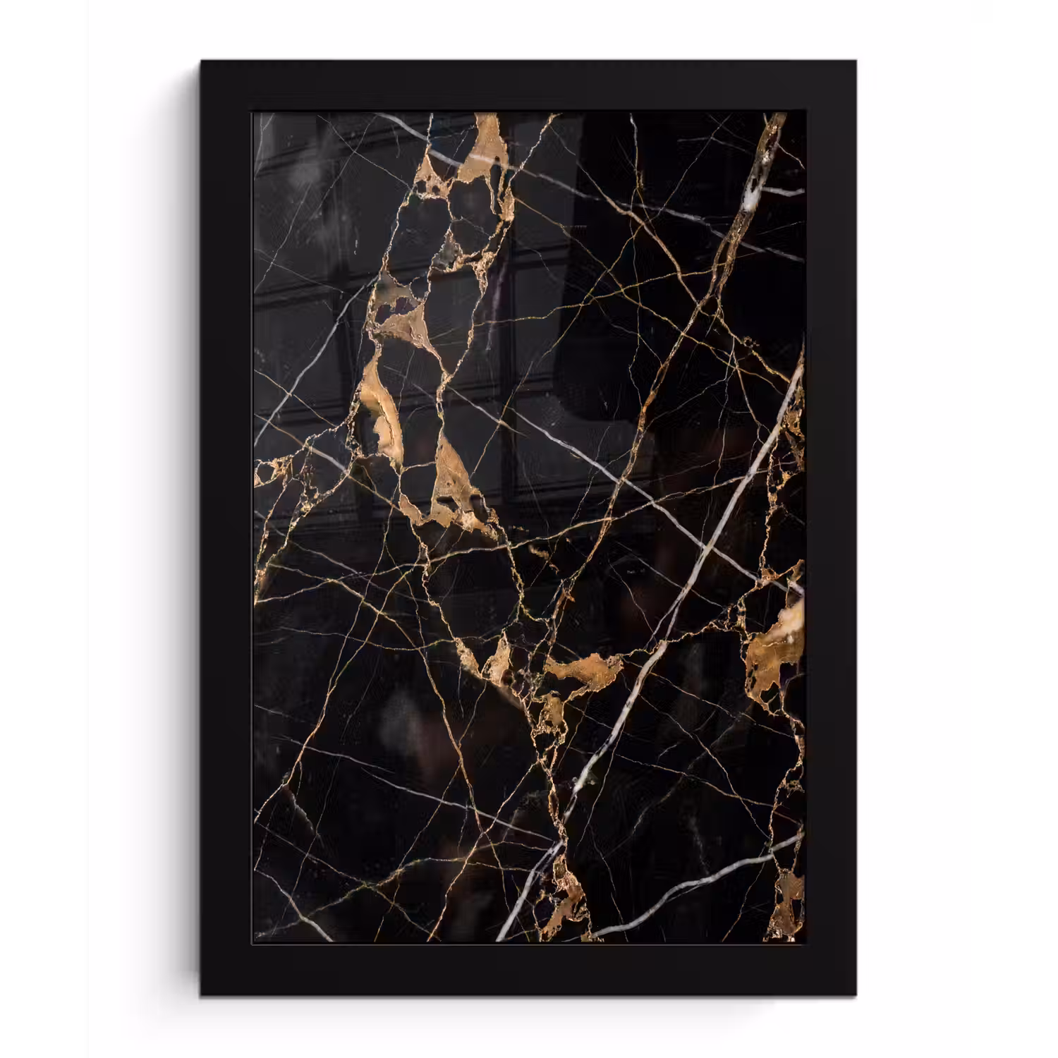 Marmer - Goud - Abstract - Zwart fotolijst zwart zonder passe partout klein -3d
