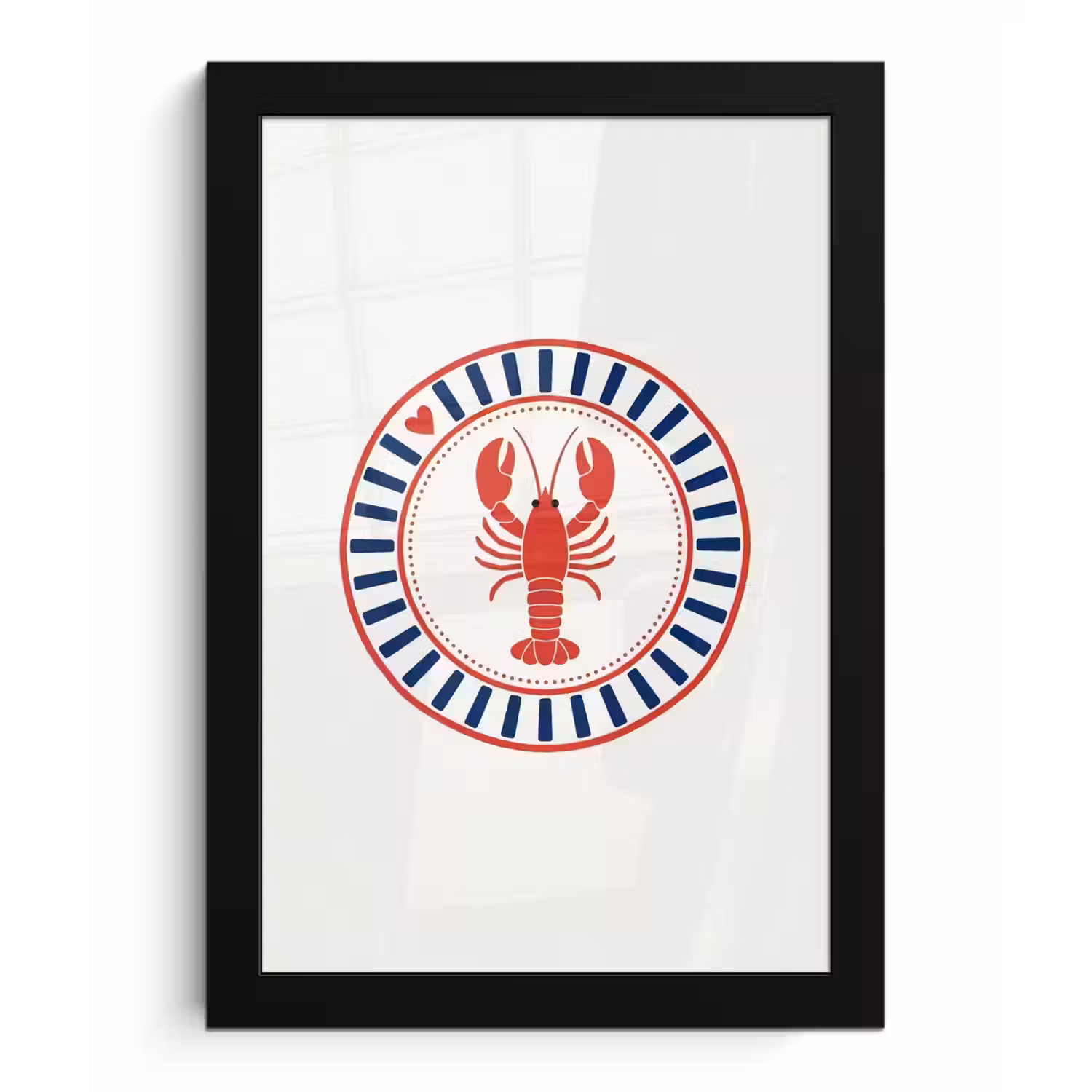 Zeeleven - Kreeft - Embleem - Grafisch - Rood fotolijst zwart zonder passe partout klein -3d