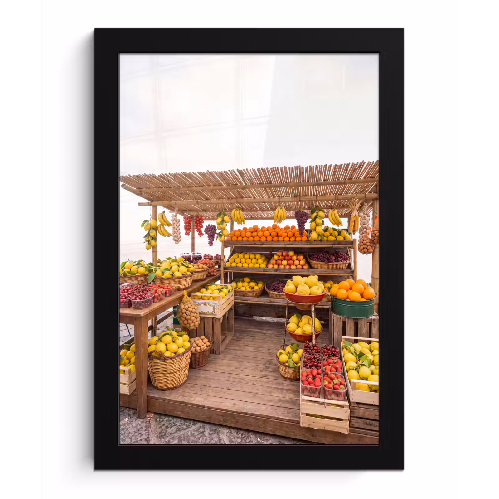 Framed Prints - Market Stall - Fruit - Fresh - Marktkraam - Fruit - Vers fotolijst zwart zonder passe partout klein