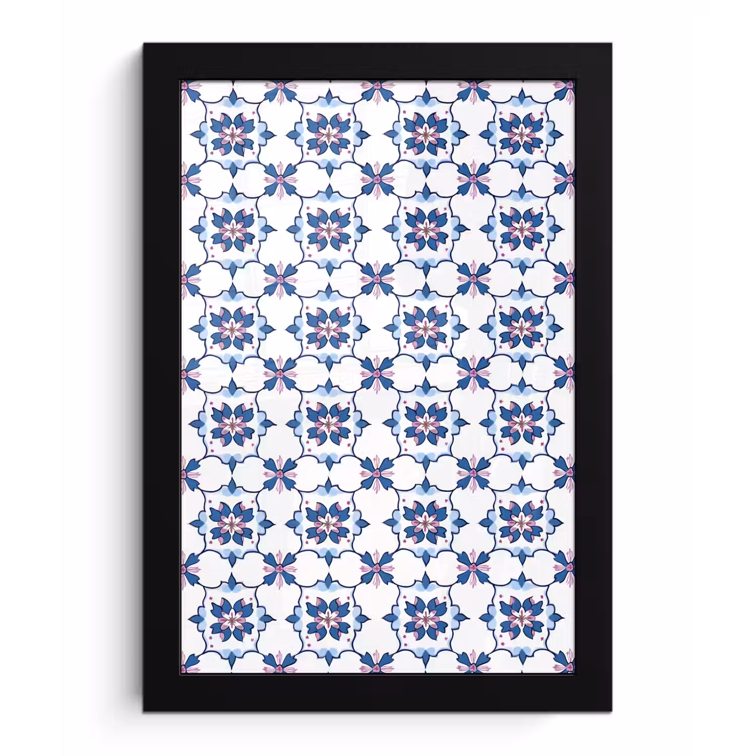 Modern - Patroon - Blauw - Roze fotolijst zwart zonder passe partout klein 224 -3d