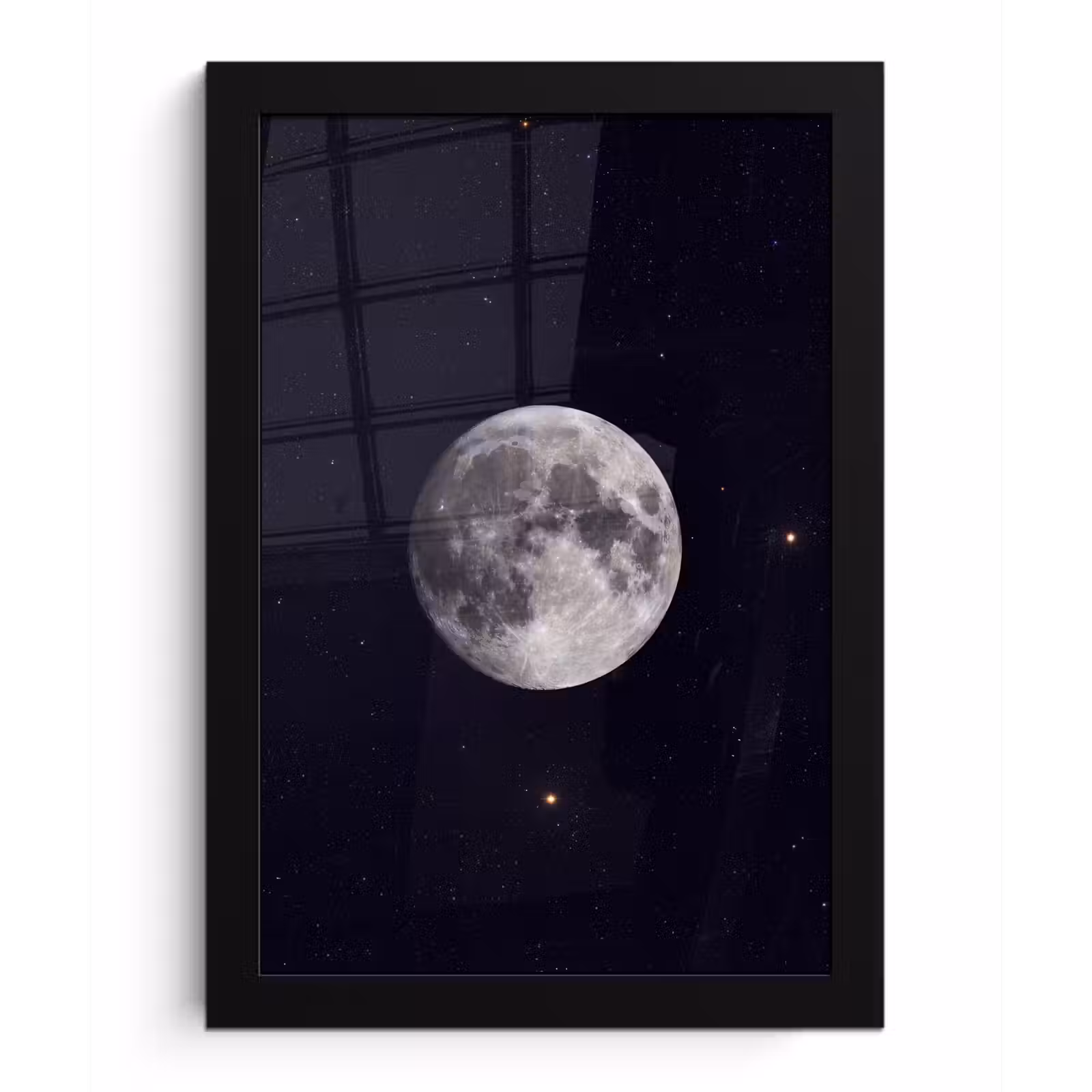 Framed Prints - Moon - Stars - Space - Maan - Sterren - Ruimte fotolijst zwart zonder passe partout klein