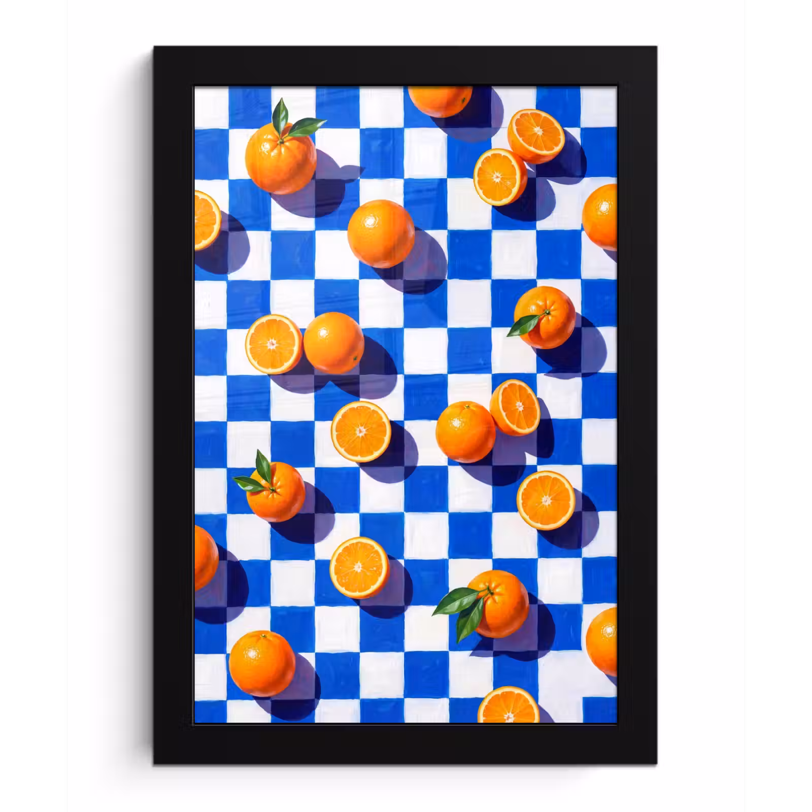 Framed Prints - Orange - Checkered - Food - Sinaasappel - Geruit - Eten fotolijst zwart zonder passe partout klein