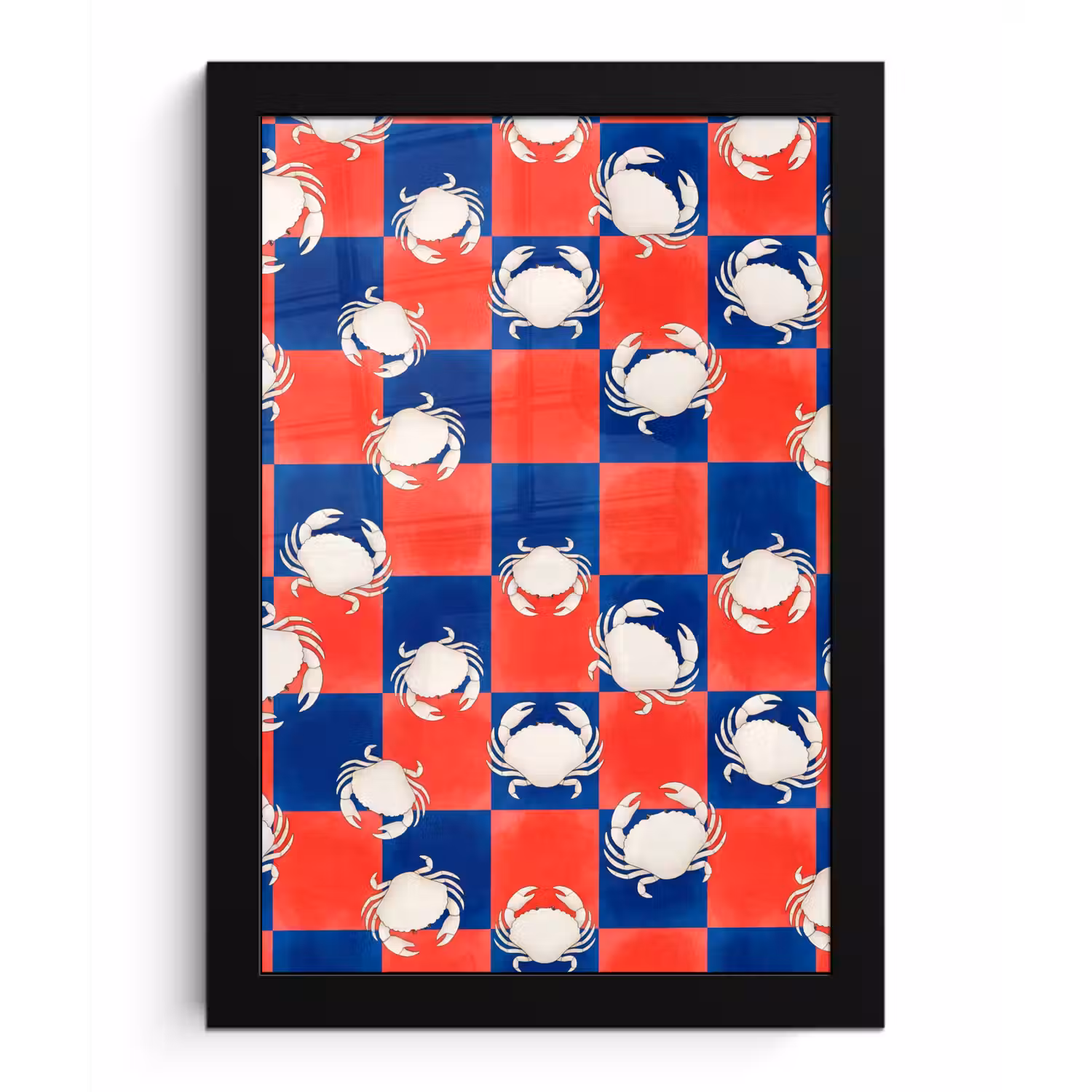 Patroon - Zeeleven - Rood - Blauw - Abstract fotolijst zwart zonder passe partout klein -3d
