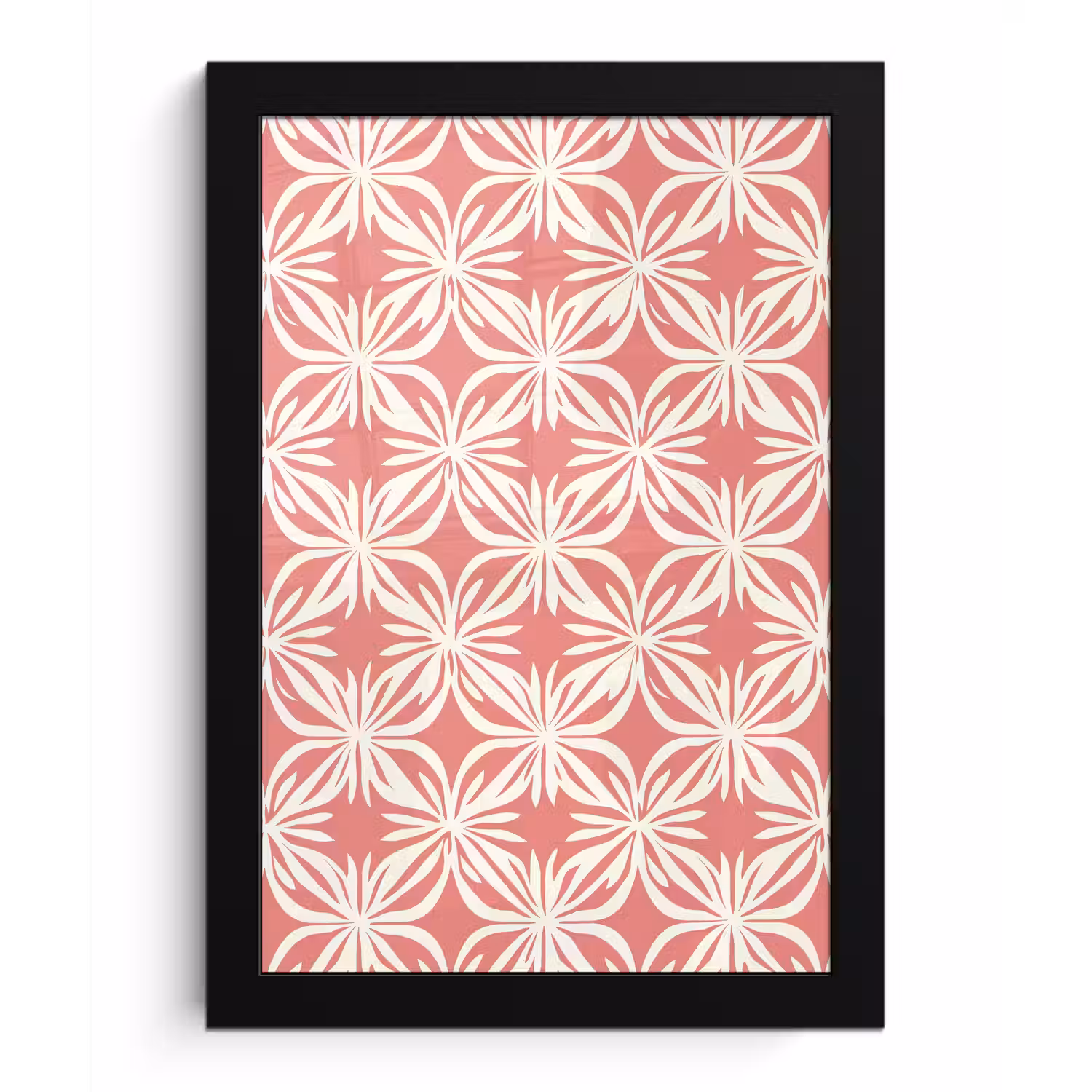 Roze - Bloemenmotief - Wit - Modern fotolijst zwart zonder passe partout klein 224 -3d