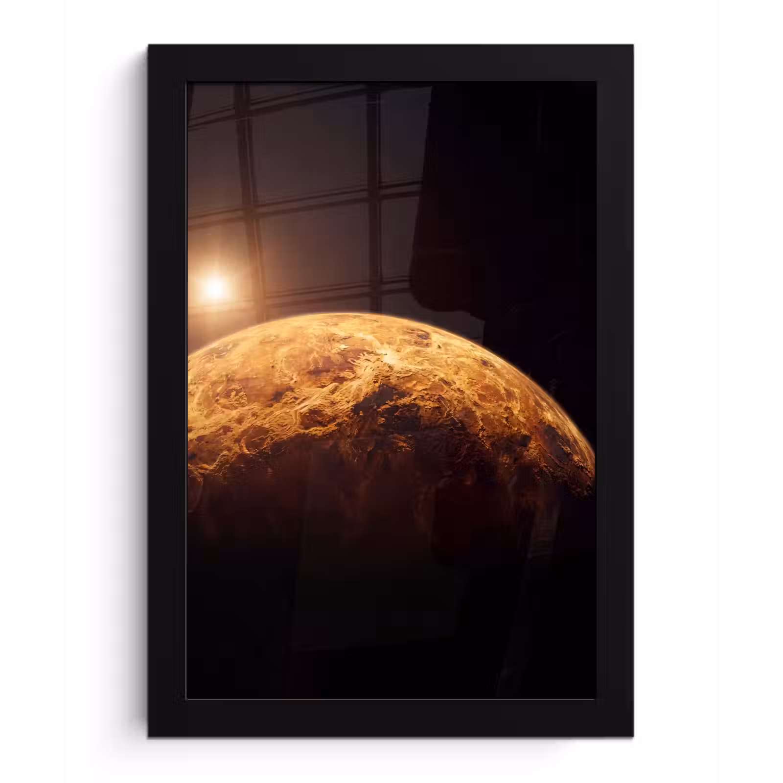 Framed Prints - Planet - Space - Orange - Planeet - Ruimte - Oranje fotolijst zwart zonder passe partout klein