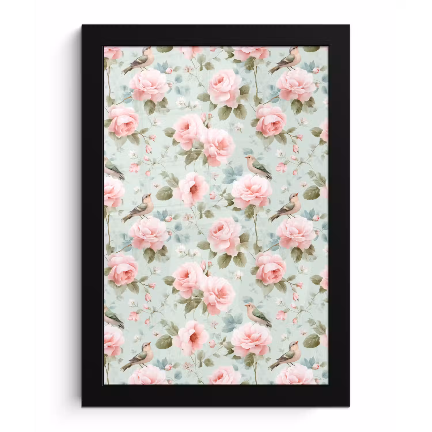 Rozen - Vogels - Pastel - Kleurrijk fotolijst zwart zonder passe partout klein 224 -3d